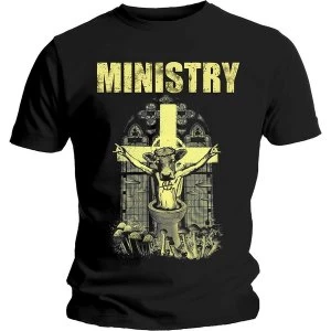 Image of Ministry - Holy Cow Block Letters Unisex Medium T-Shirt - Black