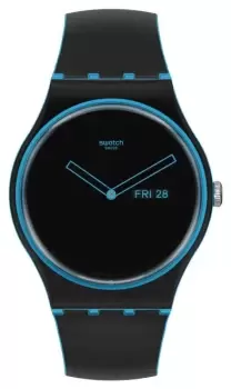 Image of Swatch SO29S701 MINIMAL LINE Blue Black and Blue Watch
