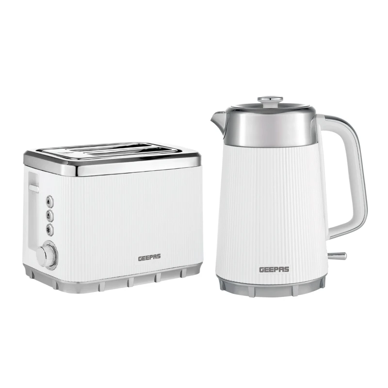Image of Geepas "Arcus" Matching 1.7L Kettle & Toaster set 4 Slice Toaster in White White Unisex