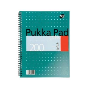 Image of Pukka Pad Jotta A4 80 gsm Wirebound Notebook Ruled with Margin 200 Pages Metallic Pack of 3