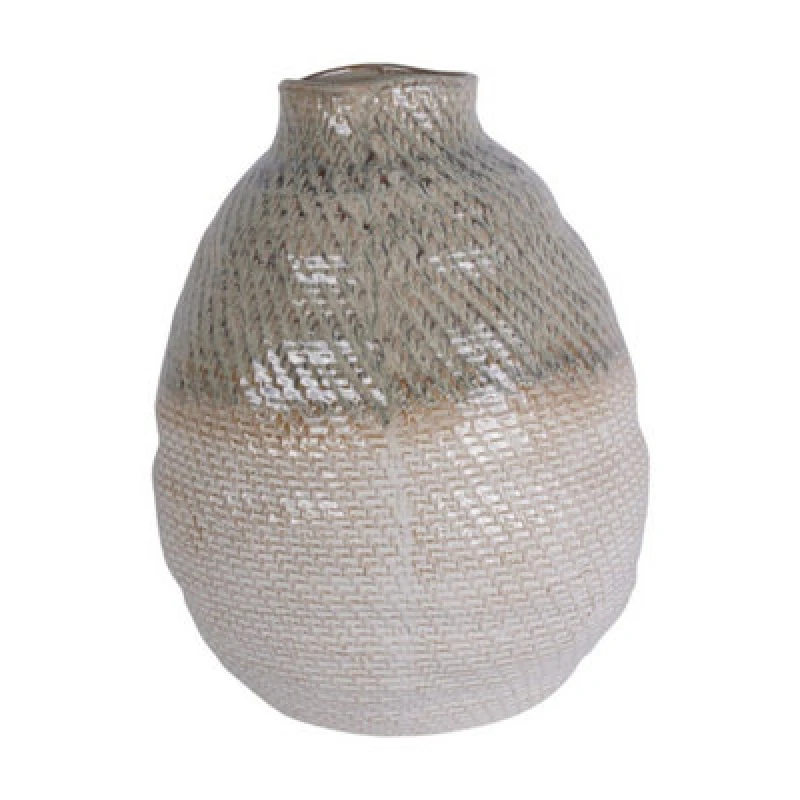 Image of Buttercup Farm Woven Vase Extra Large - Ceramic - L34 X W34 X H47cm - Taupe/white