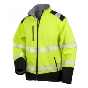 Image of Result Adults Unisex Safe-Guard Ripstop Safety Soft Shell Jacket (4XL) (Fluorescent Yellow/Black)