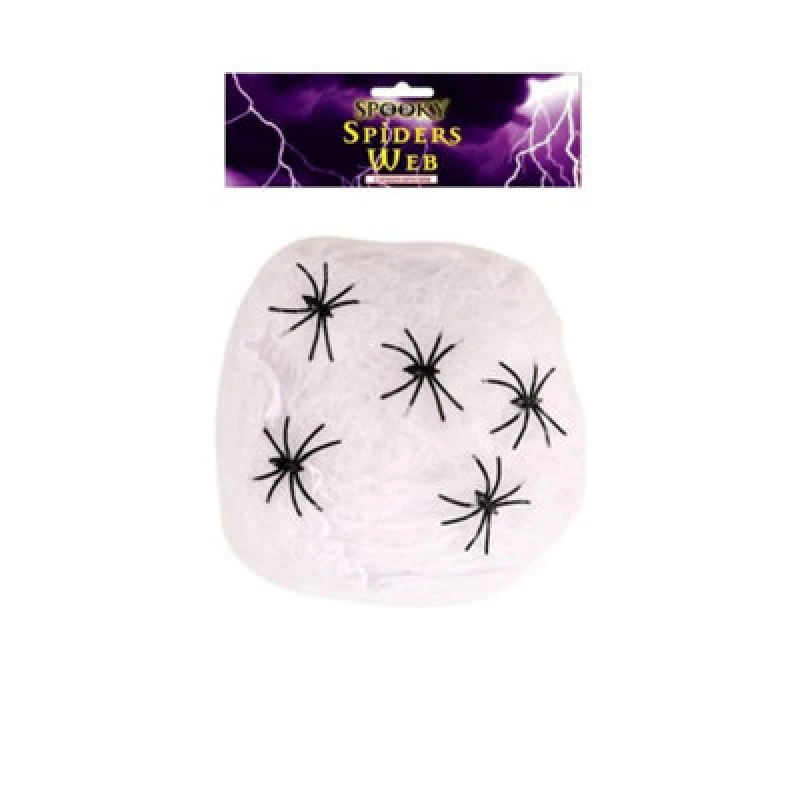Image of I Love Fancy Dress Spider Web Decoration With 5 Plastic Spiders