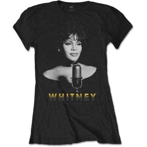 Image of Whitney Houston - Black & White Photo Ladies Small T-Shirt - Black