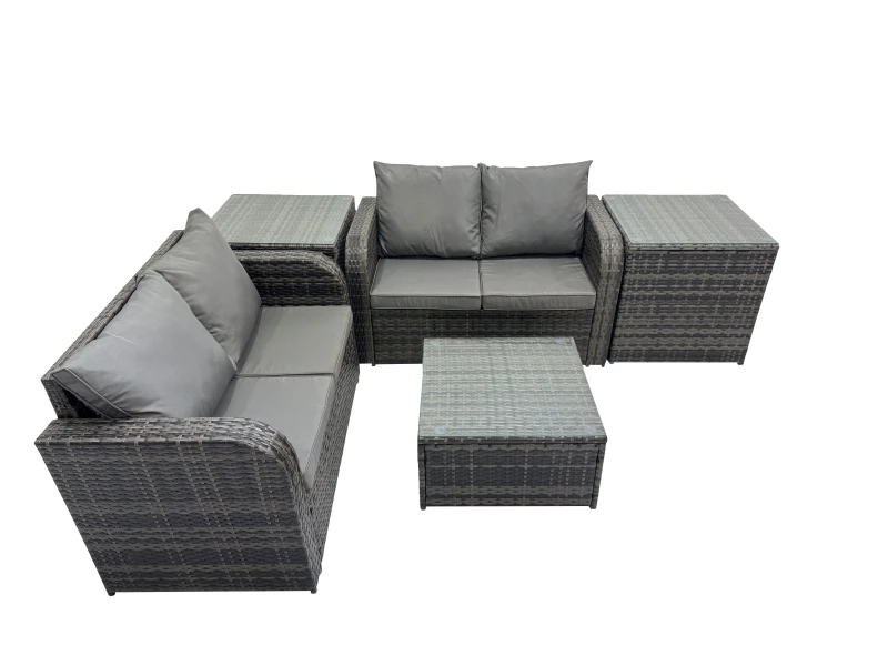 Image of Fimous Love Sofa Square Coffee Table Set with 2 Side Tables Dark Grey Mixed Dark Grey Unisex