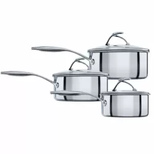 Image of Circulon Steel Shield Stainless Steel Non-Stick 3 Piece Saucepan Set - 16/18/20cm