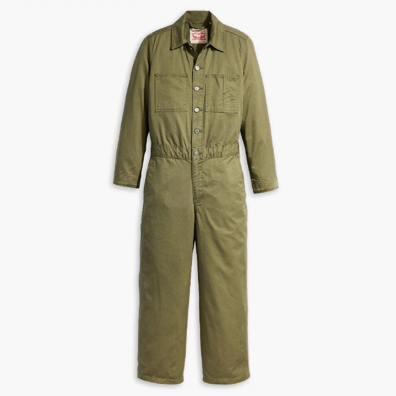 Image of Levis Womens Iconic Stop Flaxing Junior Jumpsuit Olive Night female 8 (XS)