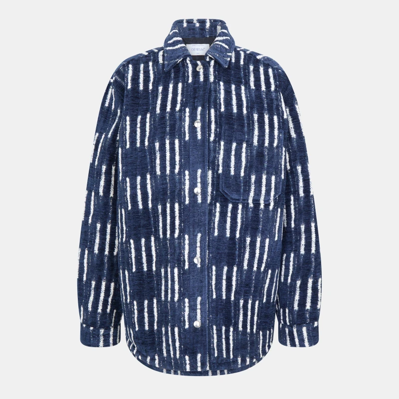 Image of Off White Womens Oversized Relaxed Fit Overshirt Blue/White female 8 (XS)
