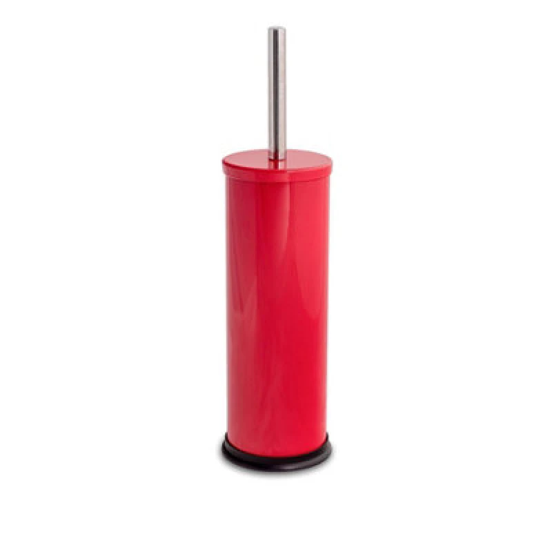 Image of Harbour Housewares Toilet Brush & Holder - Red - Round Stainless Steel Non Slip Rust Resistant Toilet Cleaning Brush Set