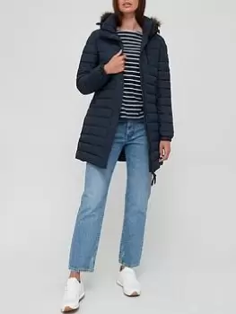 Image of Superdry Super Fuji Padded Coat - Navy, Size 10, Women
