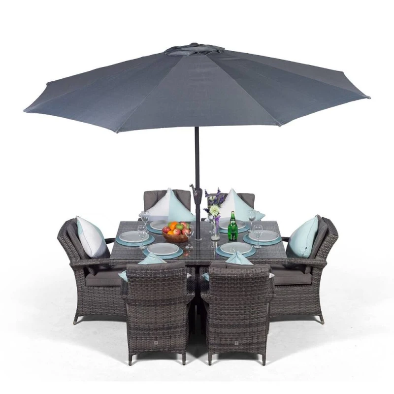 Image of Thats Furniture Arizona Rectangular 6 Seater Rattan Patio Dining Set in Grey Grey Unisex