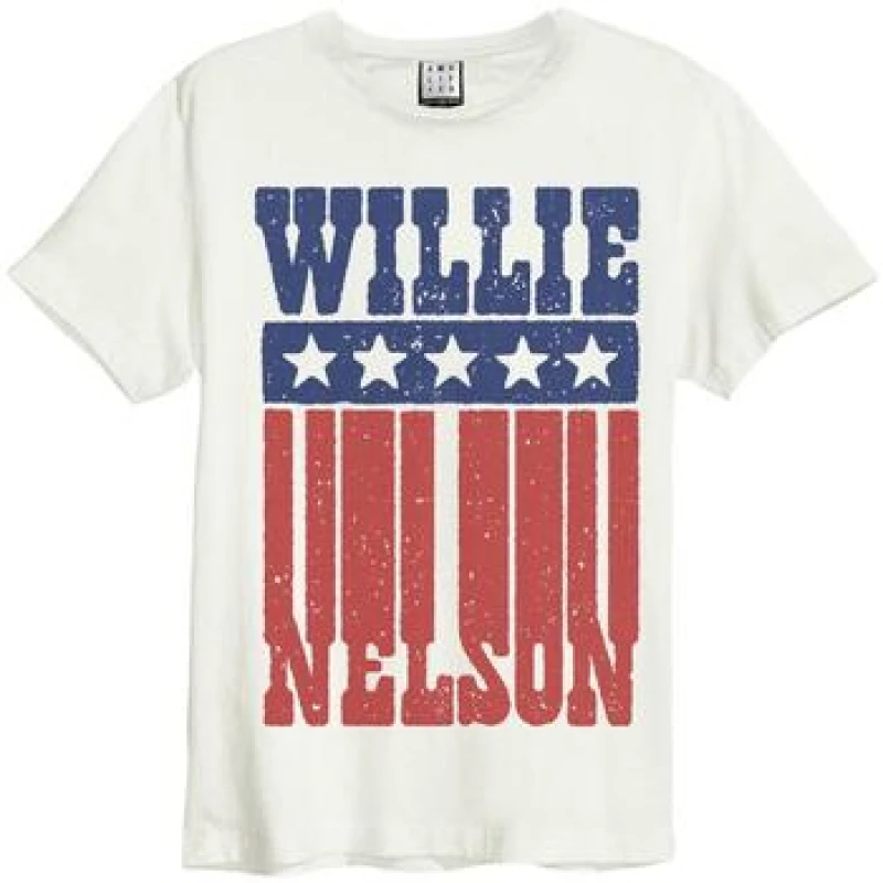Image of Amplified Amplified Men Willie Nelson Stars & Stripes T-Shirt in White Size: 2X-large White XXL Male 5063377358643