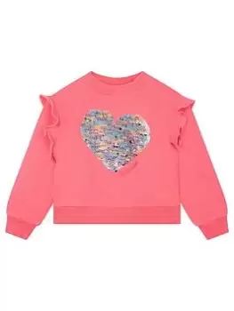 Image of Billieblush Girls Heart Frill Sweatshirt - Pink, Size Age: 6 Years, Women
