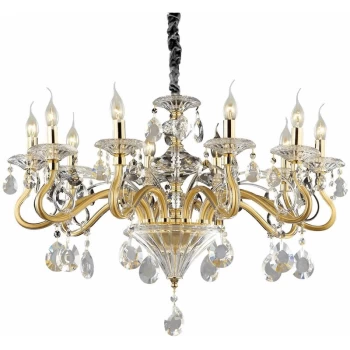 Image of Ideal Lux Lighting - Ideal Lux Negresco - 10 Light Chandelier Gold Finish, E14