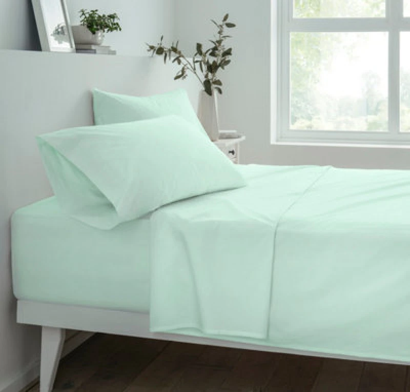 Image of Smart Living Smart Living Polycotton Bed Linen Luxury Fitted Bedsheet or Pillowcase Non Iron in Duck Egg Blue Size: Super King Fitted Duck Egg Blue