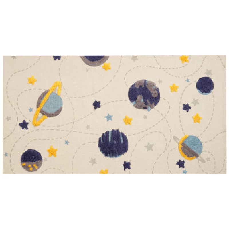 Image of Beliani Kids Rug Langsa Beige 80 X 150 Cm Cotton