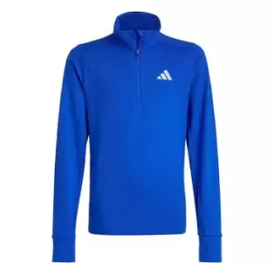 Image of adidas Running AEROREADY Half-Zip Long Sleeve Tee Kids - Lucid Blue / Reflective Silver