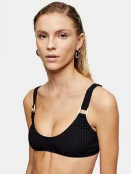 Image of Topshop Square Neck Ring Bikini Top - Black