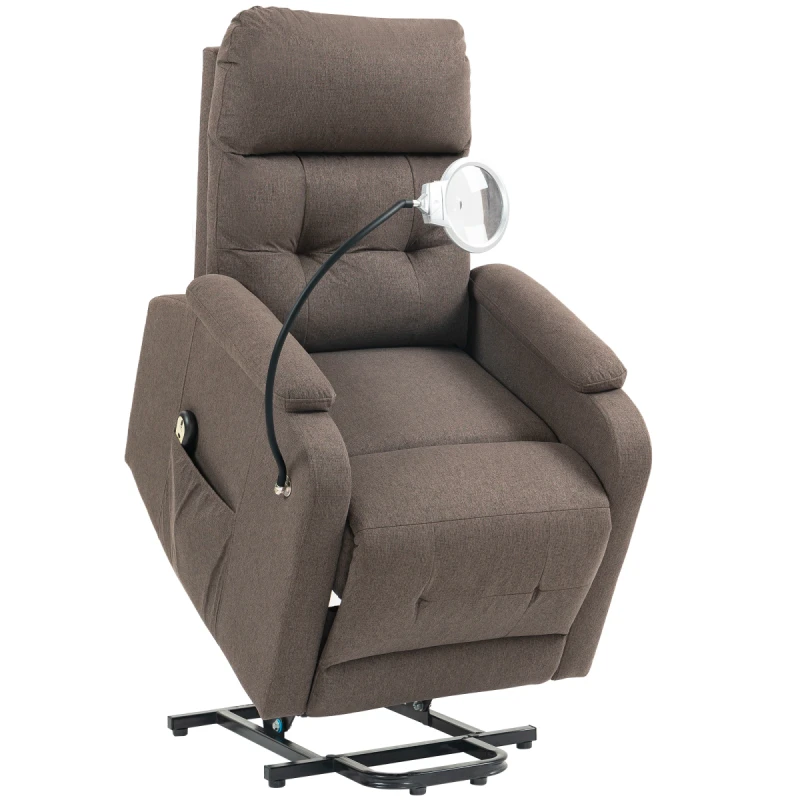 Image of HOMCOM HOMCOM Lift Recliner Armchair, Electric Recliner Chair with LED Magnifying in Brown Brown Armchair Unisex 5063603412767