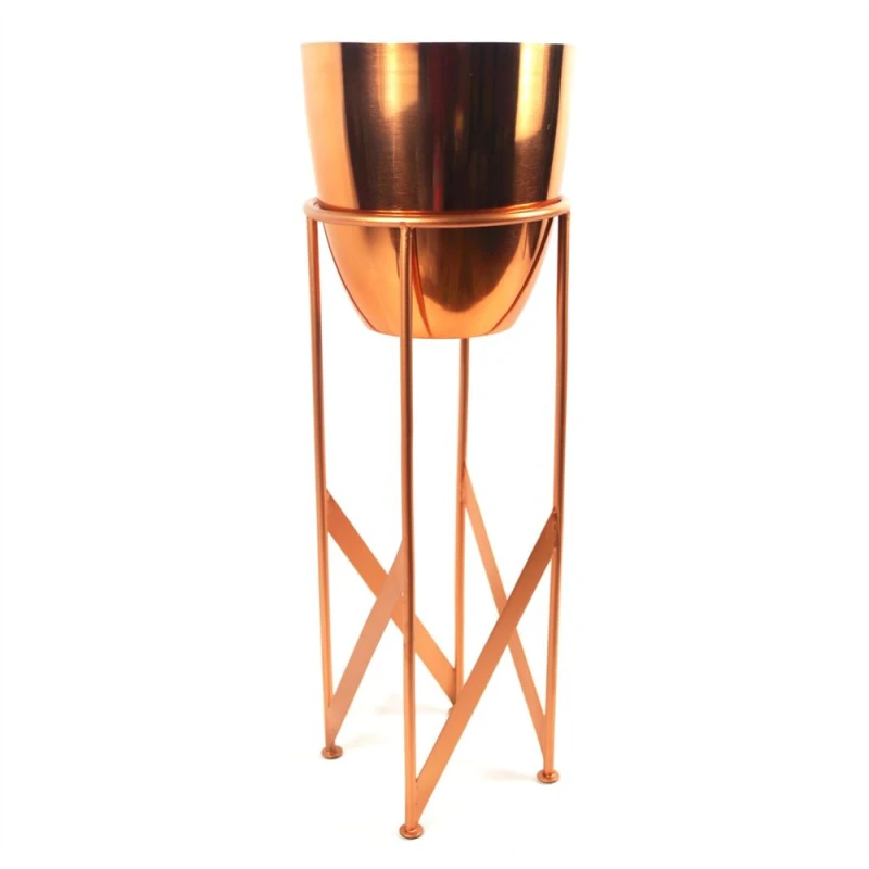 Image of Leaf 55cm Copper Planter with Matching Stand Copper unisex