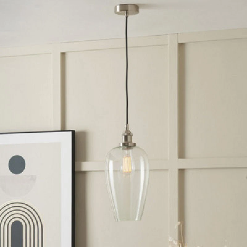 Image of Pacific Lifestyle Glass Pendant Ceiling Light With Antique Silver Metal Chain Pendant