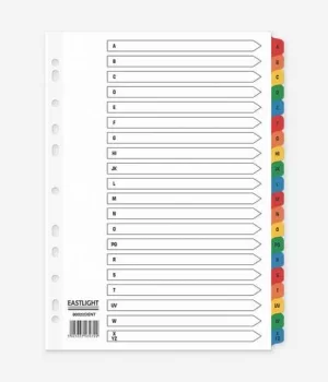 Image of Index A-Z A4 Card White with Coloured Mylar Tabs
