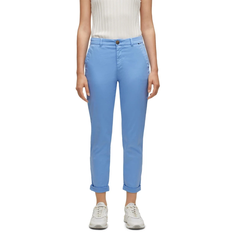 Image of Boss Womens Tashani Slim Fit Trousers Open Blue female 6 (XS)