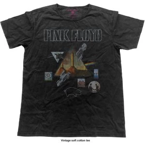 Image of Pink Floyd - Vintage Montage Unisex Medium T-Shirt - Black