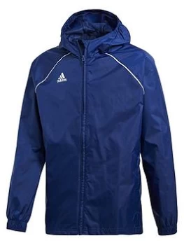 Image of Boys, adidas Junior Unisex Core18 Rain Jacket - Blue Size 7-8 Years