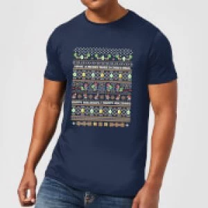 Image of Nintendo Yoshi Have A Merry Mario Christmas Navy T-Shirt - L - Navy
