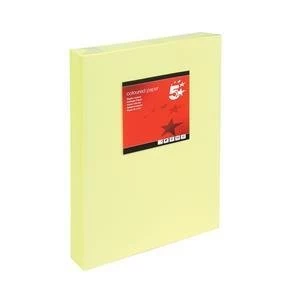 Image of 5 Star A3 Coloured Copier Paper Multifunctional Ream wrapped 80gsm Light Yellow Pack of 500 Sheets