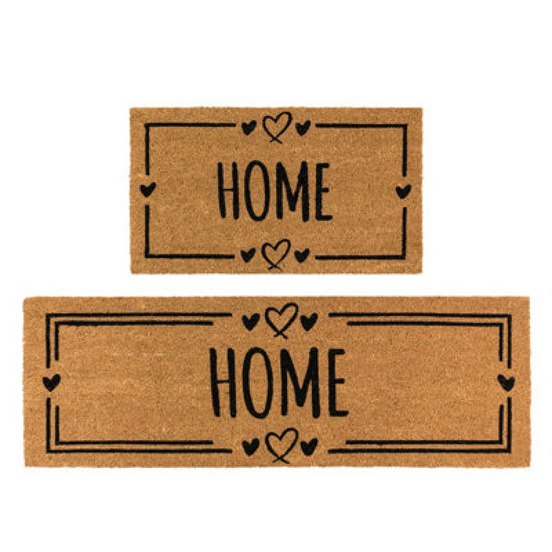 Image of Jvl Eco-Friendly Latex Backed Coir Entrance Doormat And Runner Set - Home Hearts