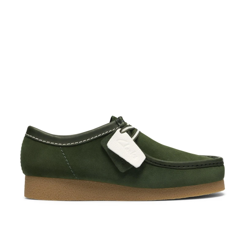 Image of Clarks Mens Wallabee Moc Toe Formal Shoes Green Sde male 7 (41)