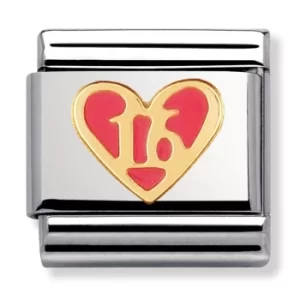 Image of Nomination CLASSIC Gold Love Pink Heart Sweet 16 Charm 030207/44