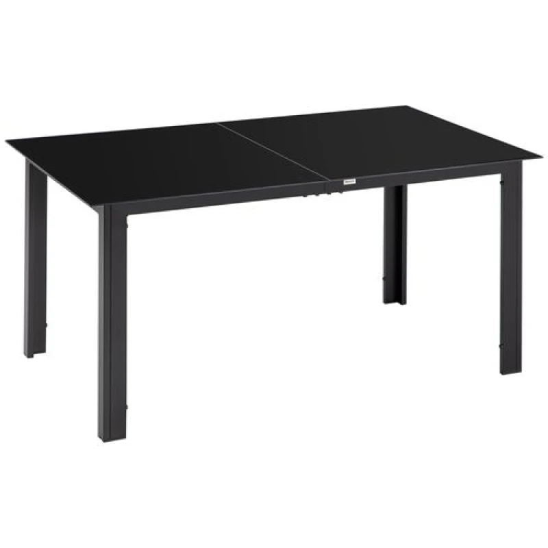 Image of Outsunny Dining Table for 6 w/ Glass Tabletop Black 84G-097V00BK