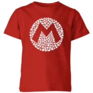 Image of Nintendo Super Mario Mario Items Logo Kid's T-Shirt - Red - 5-6 Years