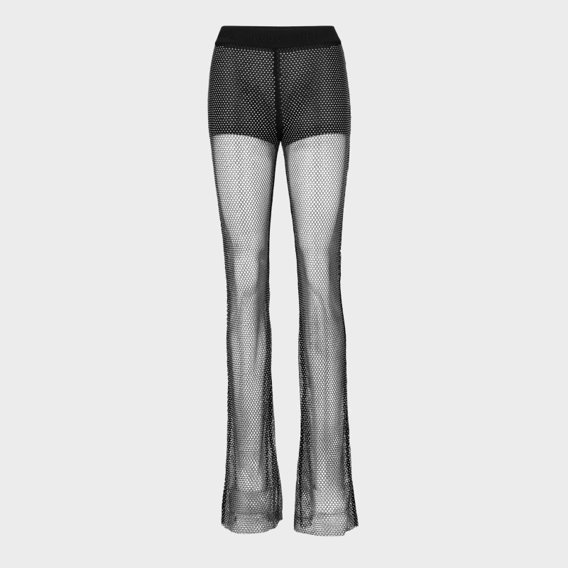 Image of Hugo X Bella Poarch Slim-Fit Glitter-Mesh Trousers Black female 4 (XXS)