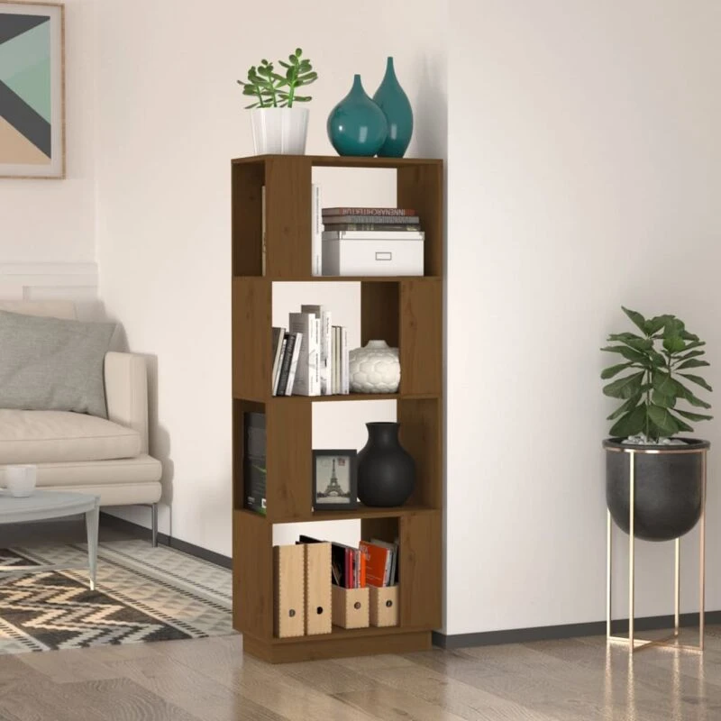Image of VIDAXL Book Cabinet/Room Divider Honey Brown 51x25x132cm Solid Wood Pine Vidaxl 8720286905852