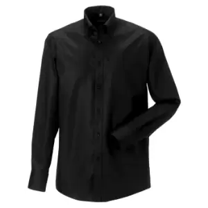 Image of Russell Collection Mens Long Sleeve Ultimate Non-Iron Shirt (18.5inch) (Black)