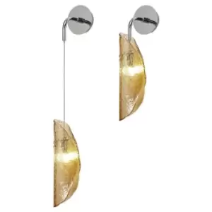 Image of Luminosa Lighting - Luminosa Wall Light, 1 x G9, Polished Chrome, Amber Glass