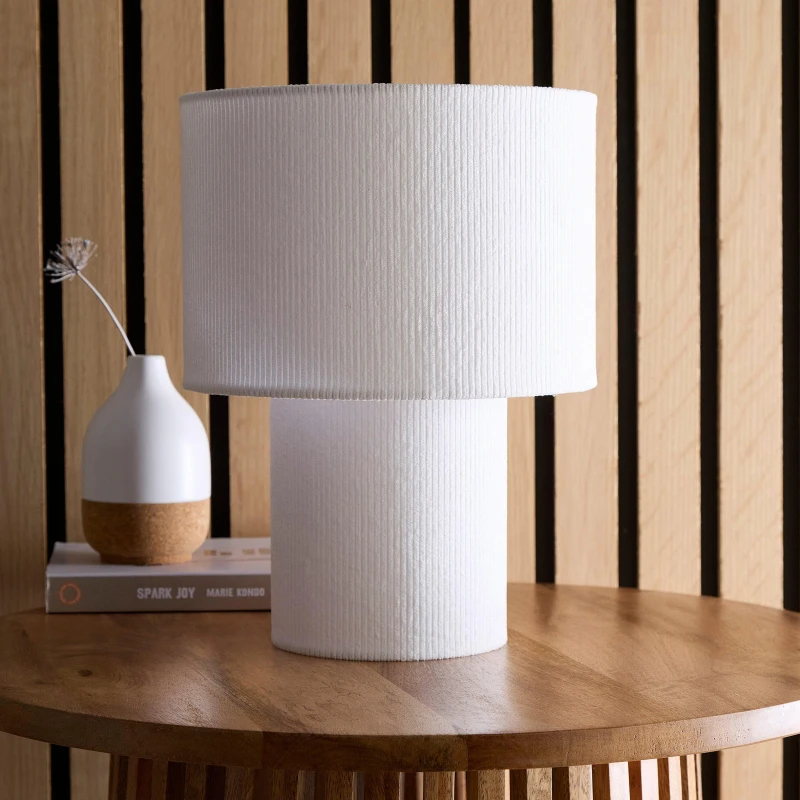 Image of K Living Tokyo White Velvet Stripe Table Lamp White unisex One Size
