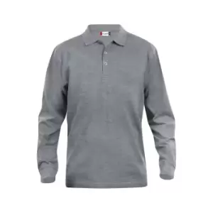 Image of Clique Mens Classic Lincoln Melange Long-Sleeved Polo Shirt (L) (Grey)