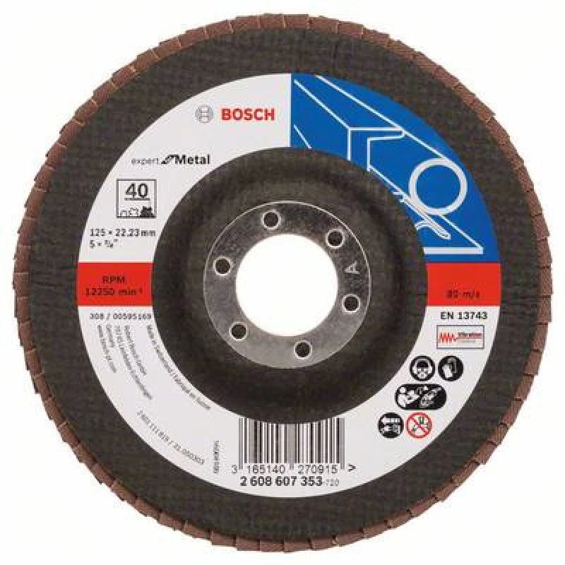 Image of Bosch Accessories Bosch Accessories 2608607353 Bosch Power Tools Flap disc Diameter 125mm  2608607353