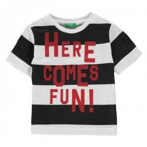 Image of Benetton Stripe T Shirt - Navy/White 904
