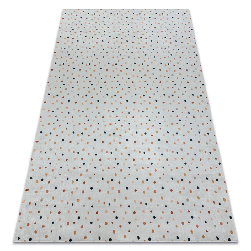 Image of RugsX Bambino 47890 Washing Carpet Dots For Children Anti Slip - White / Brown 160X220 Cm