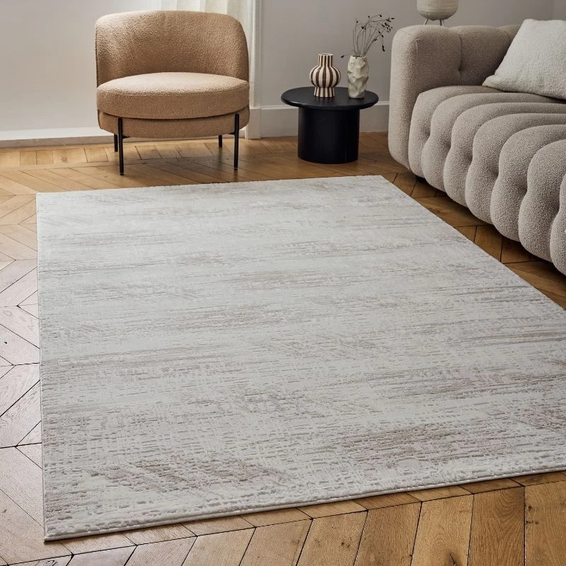 Image of THE RUGS Carmel Modern Area Rugs & Runners Abstract Design Soft Pile in Beige Size: 80cm x 150cm Beige Unisex 80cm x 150 cm
