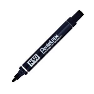 Image of Pentel N50 A 2.2mm Bonded Fibre Bullet Tip Permanent Marker Black Pack of 12 Markers