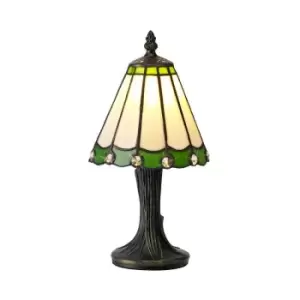 Image of Luminosa Lighting - Tiffany Table Lamp, 1 x E14, Green, Clear Crystal Shade