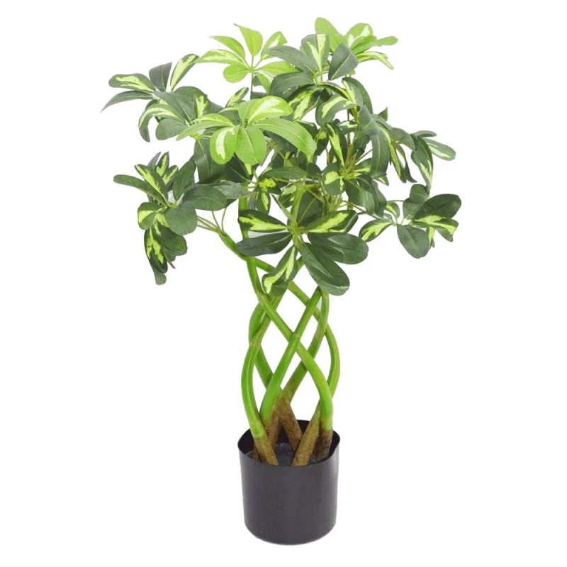 Image of Leaf 70cm Artificial Twisted Stem Modern Arboricola Artificial Plant Bonsai Bush Botanik Green