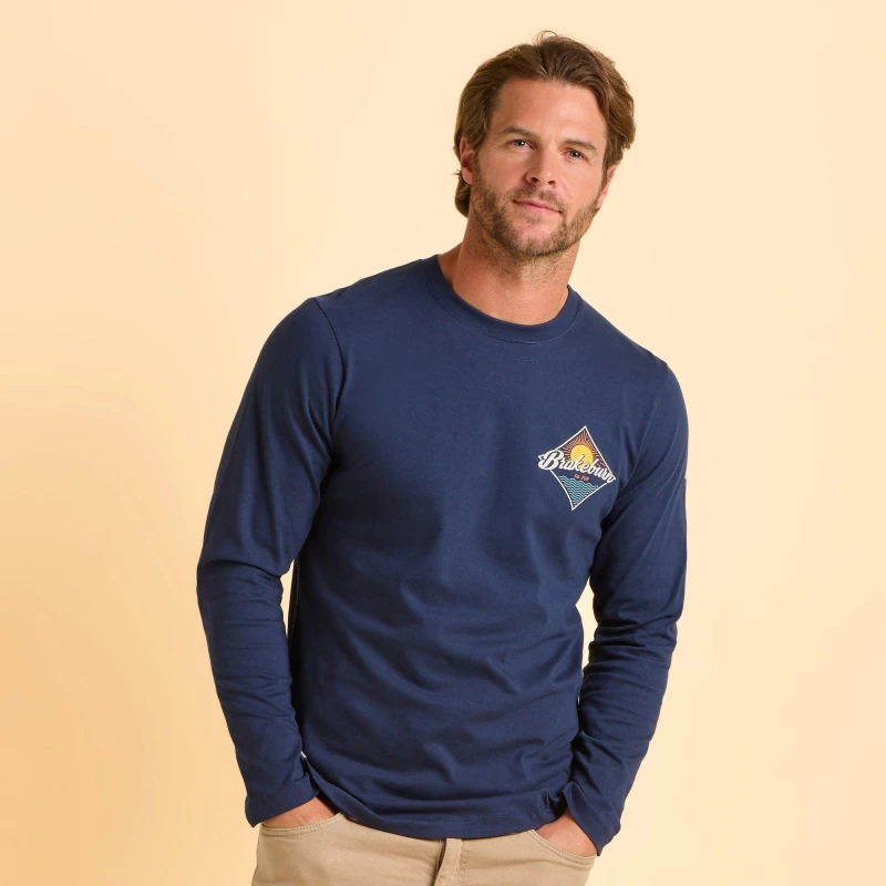 Image of Brakeburn Brakeburn Men Tasley Long Sleeve Tshirt in Navy Size: 2X-large Navy XXL Male 5052414966187